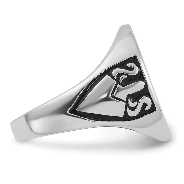Rings Goldia 14k White Gold Mens Polished and Grooved with Black Enamel Masonic Ring