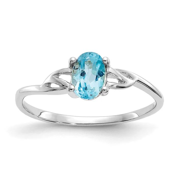 Rings Goldia 14K White Gold Polished Geniune Blue Topaz Birthstone Ring