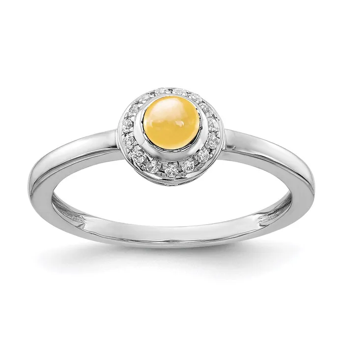 Rings Goldia 14k White Gold Real Diamond and Cabochon Citrine Ring