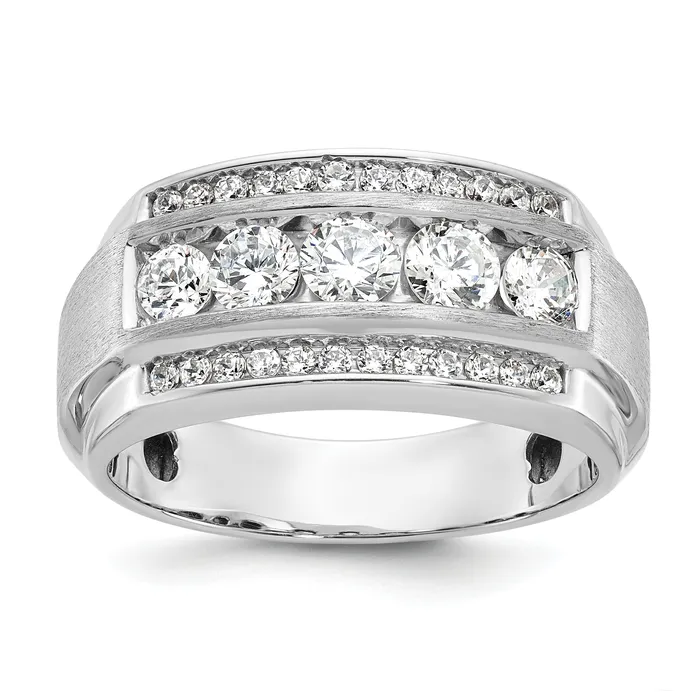 Rings Goldia 14k Yellow Gold 1 78 Ct Lab Grown Diamond VSSI G Polished and Satin Three Row Mens Ring Rings Goldia 14k Yellow Gold 1 78 Ct Lab Grown Diamond VSSI G Polished and Satin Three Row Mens Ring