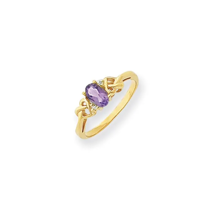 Rings Goldia 14k Yellow Gold 6x4mm Oval Amethyst Checker A Diamond ring
