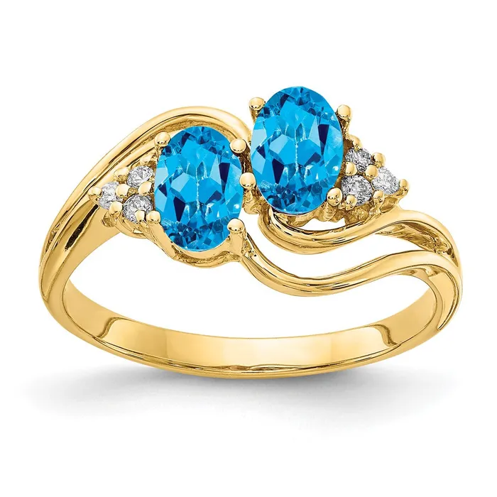 Rings Goldia 14k Yellow Gold 6x4mm Oval Blue Topaz AAA Diamond ring