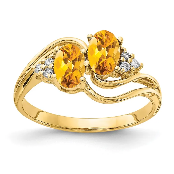 Rings Goldia 14k Yellow Gold 6x4mm Oval Citrine VS Diamond ring