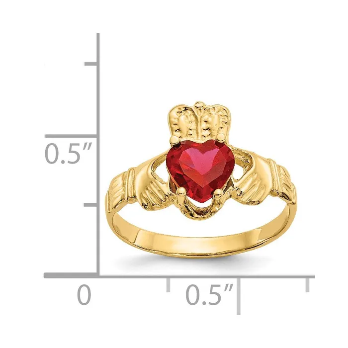 Rings Goldia 14K Yellow Gold July CZ Birthstone Claddagh Ring