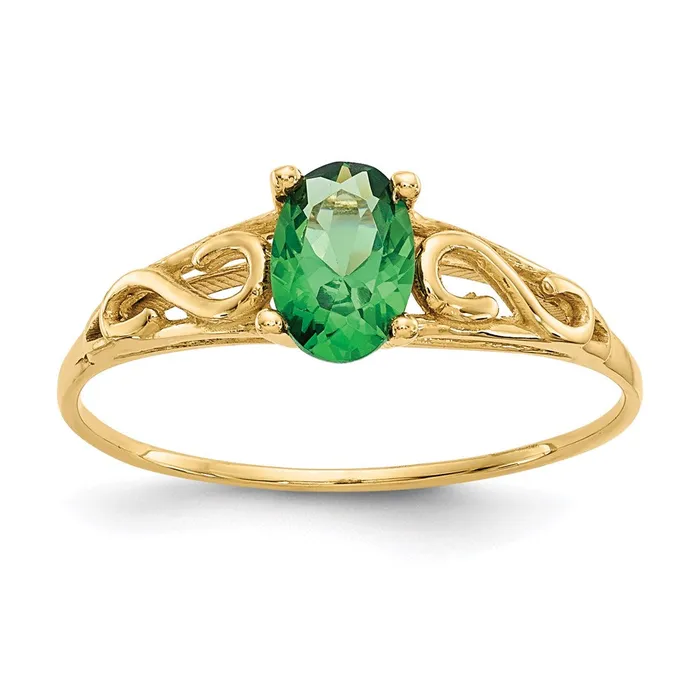 Rings Goldia 14K Yellow Gold Madi K Synthetic Emerald Ring