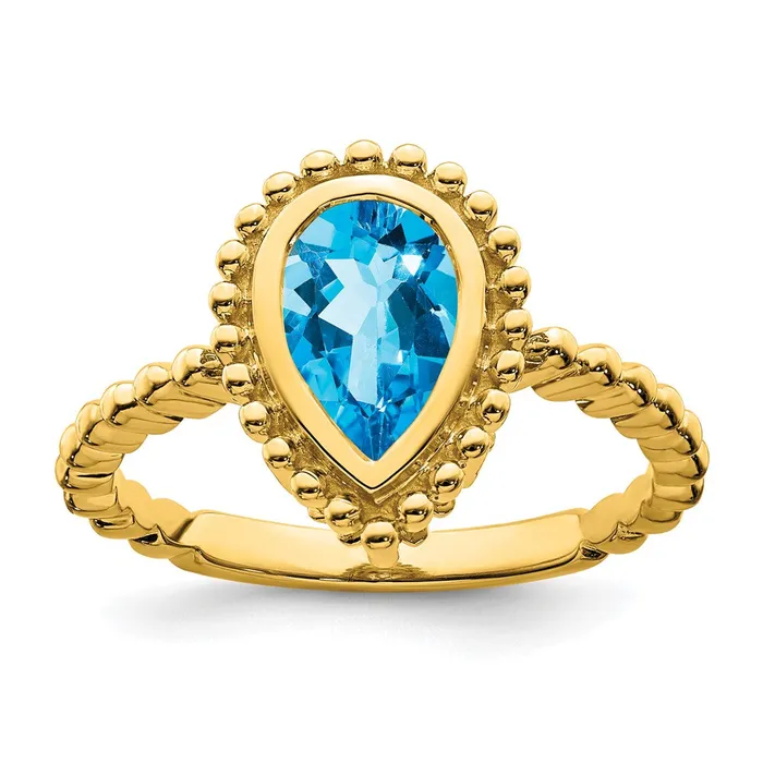 Rings Goldia 14K Yellow Gold Pear Blue Topaz Ring