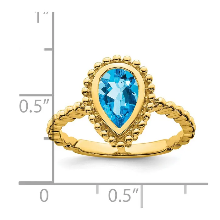 Rings Goldia 14K Yellow Gold Pear Blue Topaz Ring