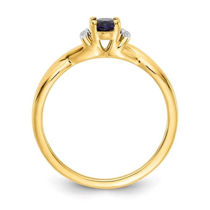 Rings Goldia 14K Yellow Gold Real Diamond and Oval Sapphire Ring