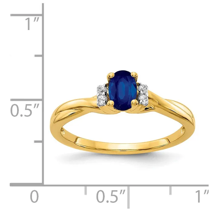 Rings Goldia 14K Yellow Gold Real Diamond and Oval Sapphire Ring