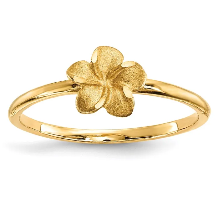 Rings Goldia 14K Yellow Gold Satin u0026 Diamondcut Plumeria Ring