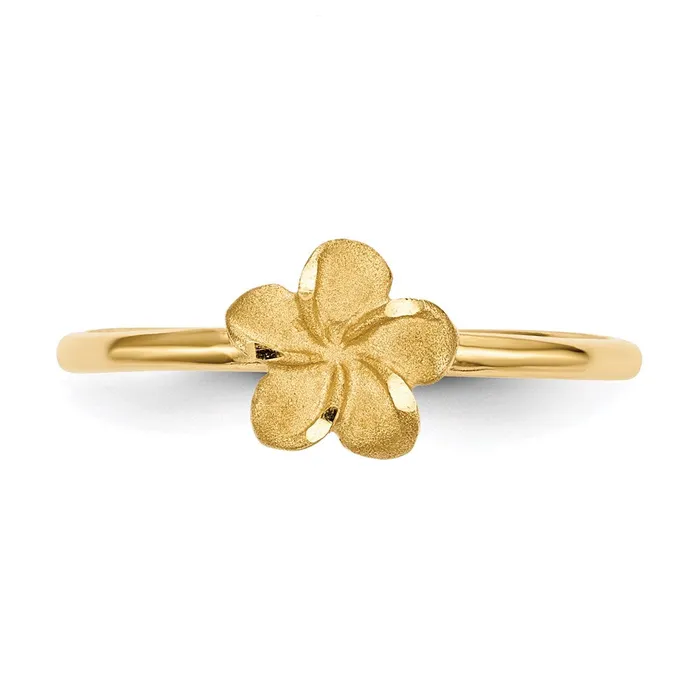 Rings Goldia 14K Yellow Gold Satin u0026 Diamondcut Plumeria Ring