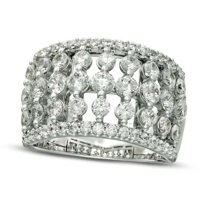 Rings Goldia 225 CT TW Natural Diamond MultiRow Ring in Solid 14K White Gold Rings Goldia 225 CT TW Natural Diamond MultiRow Ring in Solid 14K White Gold
