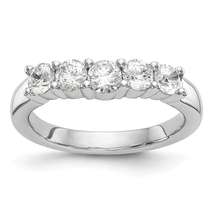 Rings goldiaca 14K White Gold 5Stone Real Diamond Band
