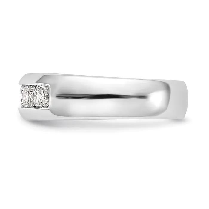 Rings goldiaca 14K White Gold 5Stone Real Diamond Channel Band