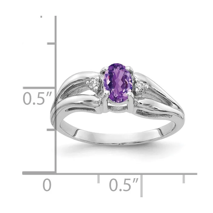 Rings goldiaca 14k White Gold 6x4mm Oval Amethyst Checker AA Real Diamond ring Rings goldiaca 14k White Gold 6x4mm Oval Amethyst Checker AA Real Diamond ring