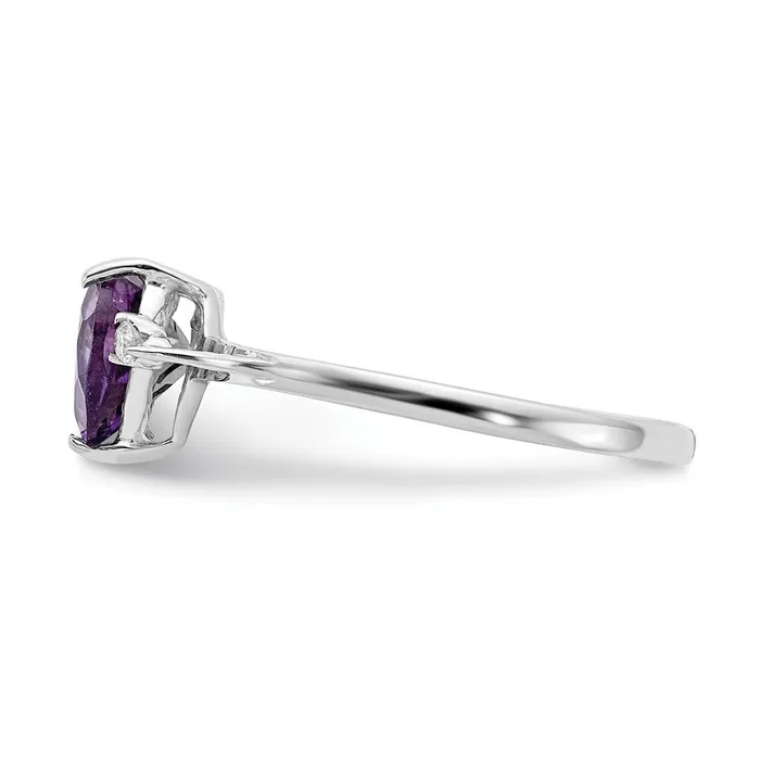 Rings Goldiacom 14k White Gold 7mm Heart Amethyst VS Real Diamond ring