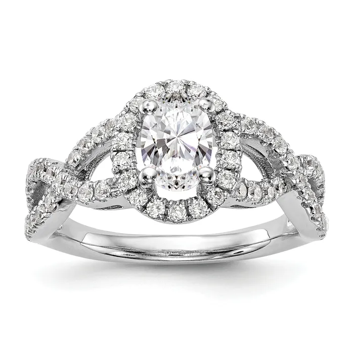 Rings Goldiacom 14K White Gold Diamond Oval CZ Oval Halo Engagement Ring Rings Goldiacom 14K White Gold Diamond Oval CZ Oval Halo Engagement Ring