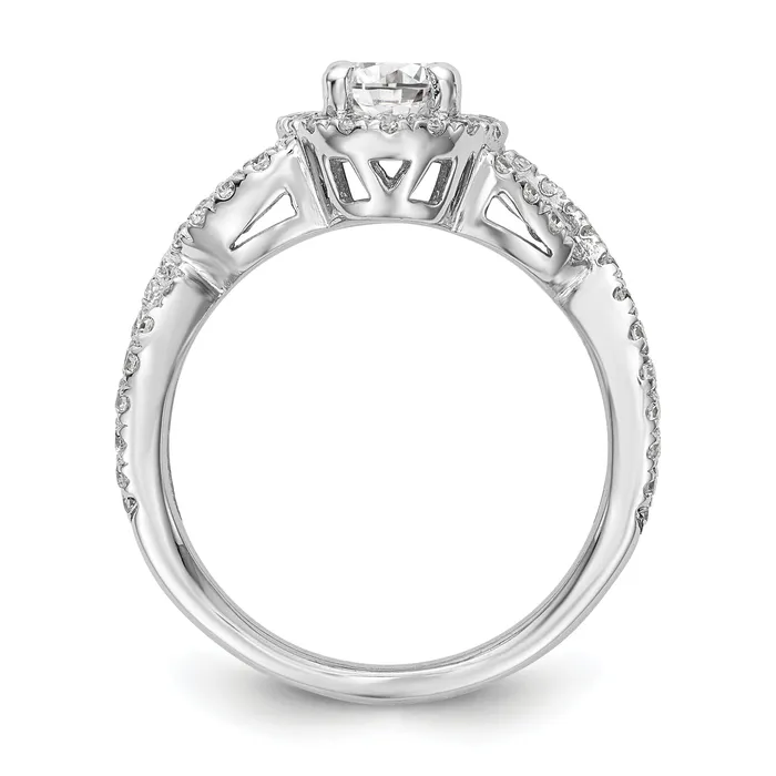 Rings Goldiacom 14K White Gold Diamond Oval CZ Oval Halo Engagement Ring