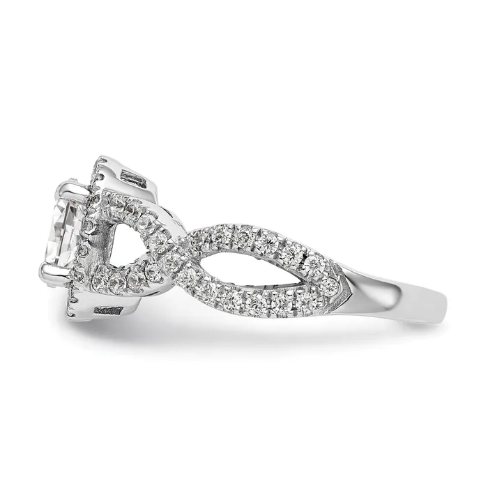 Rings Goldiacom 14K White Gold Diamond Oval CZ Oval Halo Engagement Ring