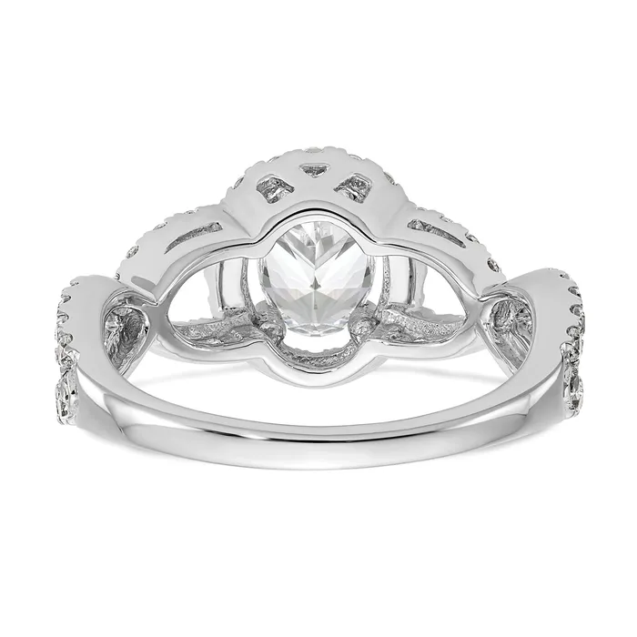 Rings Goldiacom 14K White Gold Diamond Oval CZ Oval Halo Engagement Ring