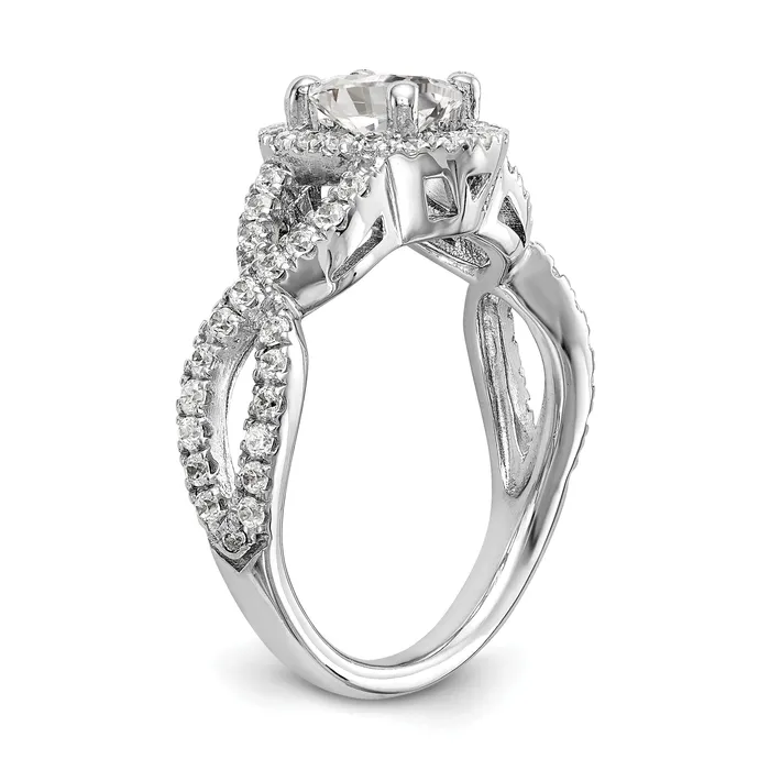 Rings Goldiacom 14K White Gold Diamond Oval CZ Oval Halo Engagement Ring