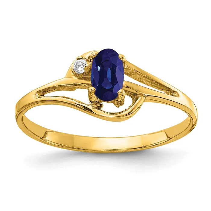 Rings Goldiacom 14K Yellow Gold 5x3mm Oval Sapphire VS Real Diamond ring