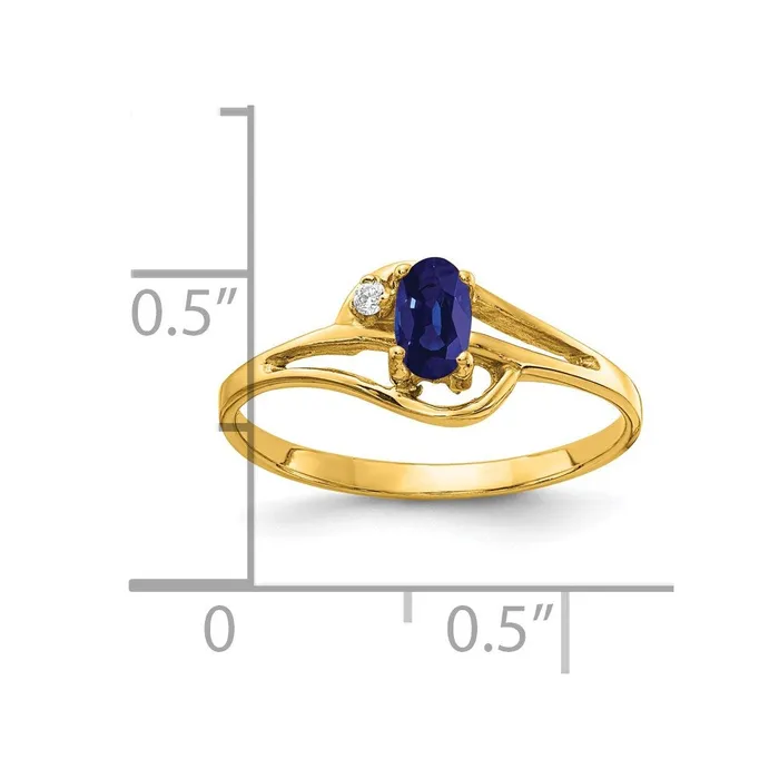 Rings Goldiacom 14K Yellow Gold 5x3mm Oval Sapphire VS Real Diamond ring