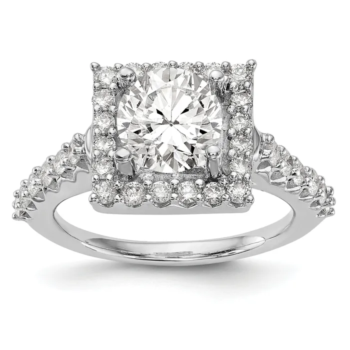 Rings Goldiacom 14KW Round Simulated Diamond Halo Engagement Ring