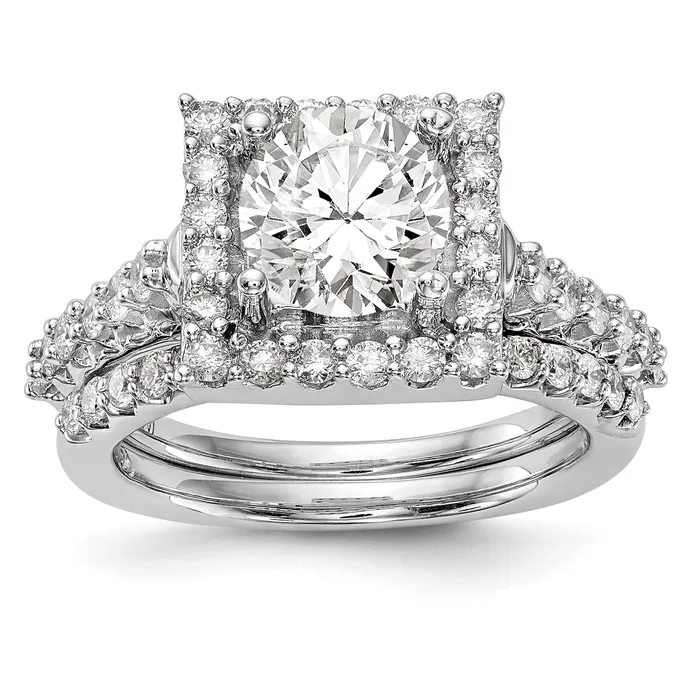 Rings Goldiacom 14KW Round Simulated Diamond Halo Engagement Ring