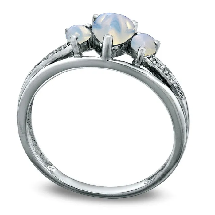 Rings Goldia HeartShaped LabCreated Opal and Diamond Accent Three Stone Promise Ring in Solid 10K White Gold Rings Goldia HeartShaped LabCreated Opal and Diamond Accent Three Stone Promise Ring in Solid 10K White Gold