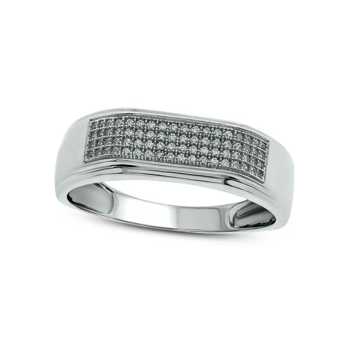 Rings Goldia Mens 033 CT TW Natural Diamond Squared Wedding Band in Solid 10K White Gold