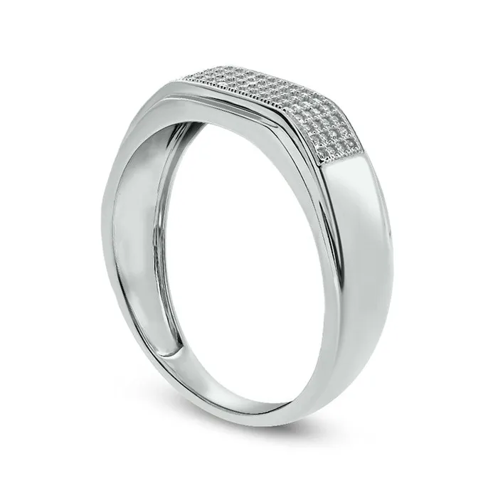 Rings Goldia Mens 033 CT TW Natural Diamond Squared Wedding Band in Solid 10K White Gold Rings Goldia Mens 033 CT TW Natural Diamond Squared Wedding Band in Solid 10K White Gold
