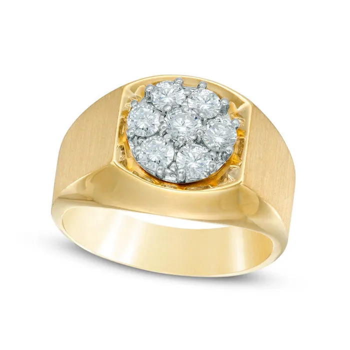 Rings Goldia Mens 10 CT TW Natural Diamond Cluster Comfort Fit Ring in Solid 10K Yellow Gold Rings Goldia Mens 10 CT TW Natural Diamond Cluster Comfort Fit Ring in Solid 10K Yellow Gold
