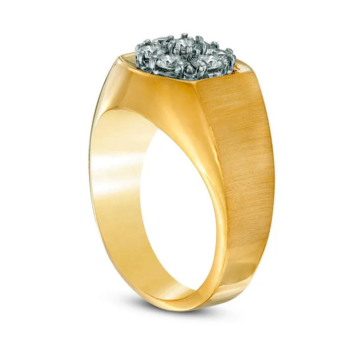 Rings Goldia Mens 10 CT TW Natural Diamond Cluster Comfort Fit Ring in Solid 10K Yellow Gold Rings Goldia Mens 10 CT TW Natural Diamond Cluster Comfort Fit Ring in Solid 10K Yellow Gold