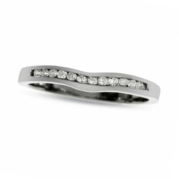 Rings Goldia Previously Owned Solid 14K White Gold Contour Band with Natural Diamond Accents Rings Goldia Previously Owned Solid 14K White Gold Contour Band with Natural Diamond Accents