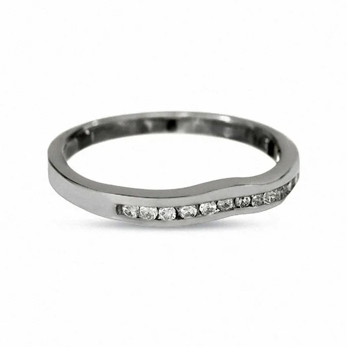 Rings Goldia Previously Owned Solid 14K White Gold Contour Band with Natural Diamond Accents Rings Goldia Previously Owned Solid 14K White Gold Contour Band with Natural Diamond Accents