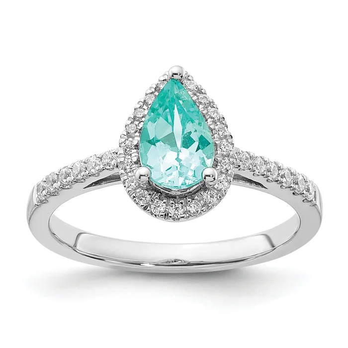 Rings Goldia Pure Serenity 14k White Gold 14 Ct Lab Grown Diamond VSSI G and Pear Lab Created Paraiba Ring Rings Goldia Pure Serenity 14k White Gold 14 Ct Lab Grown Diamond VSSI G and Pear Lab Created Paraiba Ring