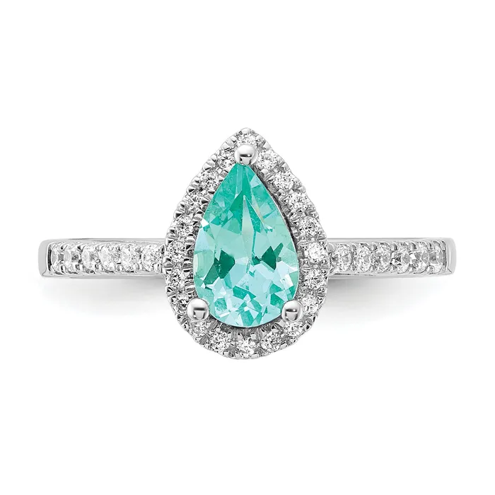Rings Goldia Pure Serenity 14k White Gold 14 Ct Lab Grown Diamond VSSI G and Pear Lab Created Paraiba Ring