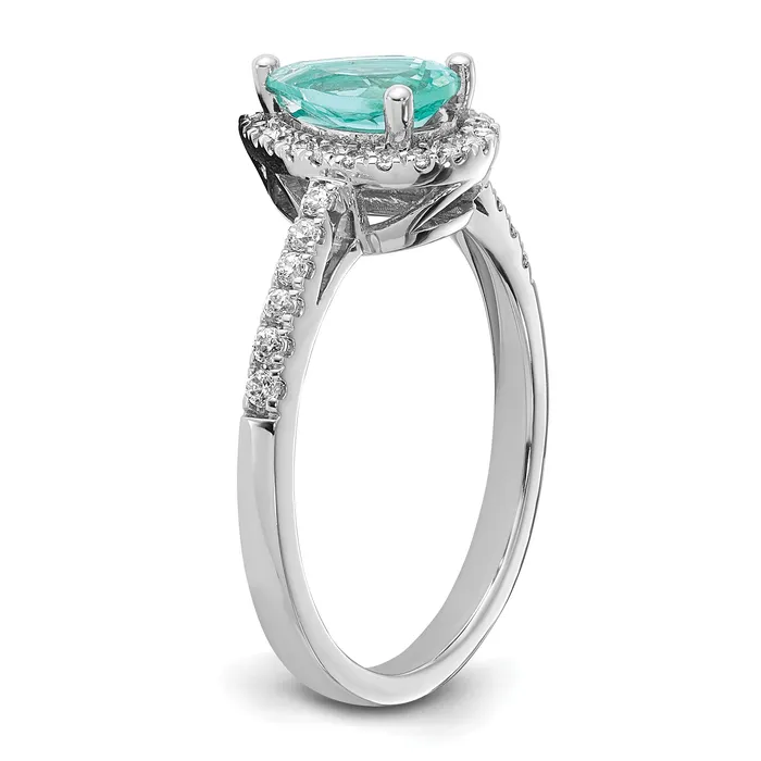 Rings Goldia Pure Serenity 14k White Gold 14 Ct Lab Grown Diamond VSSI G and Pear Lab Created Paraiba Ring