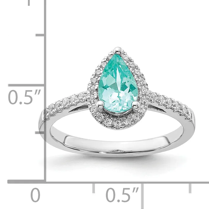 Rings Goldia Pure Serenity 14k White Gold 14 Ct Lab Grown Diamond VSSI G and Pear Lab Created Paraiba Ring