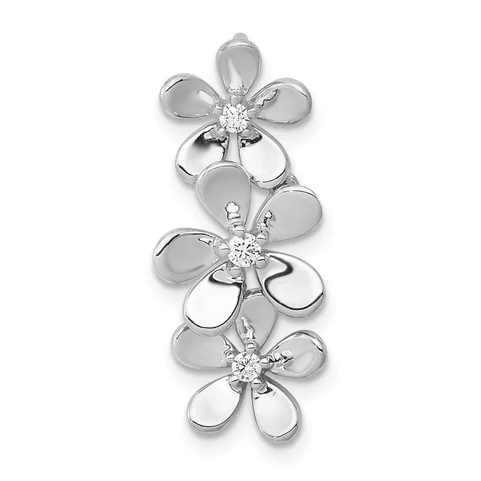 Rings Goldia Solid 14k White Gold 110ct Simulated CZ Three Flower Chain Slide Rings Goldia Solid 14k White Gold 110ct Simulated CZ Three Flower Chain Slide