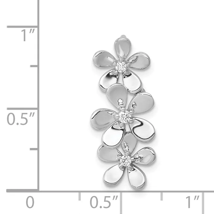 Rings Goldia Solid 14k White Gold 110ct Simulated CZ Three Flower Chain Slide Rings Goldia Solid 14k White Gold 110ct Simulated CZ Three Flower Chain Slide