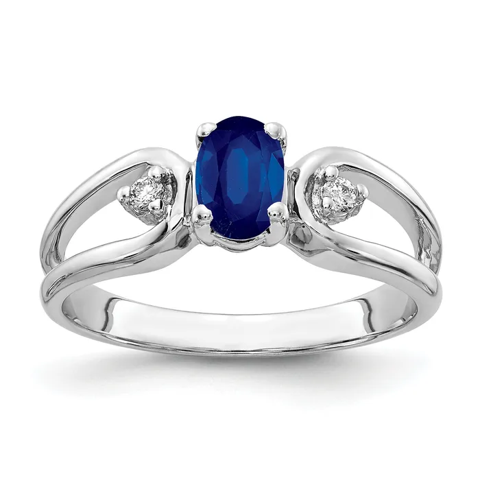 Rings Goldia Solid 14k White Gold 6x4mm Oval Simulated Sapphire AAA CZ Ring Rings Goldia Solid 14k White Gold 6x4mm Oval Simulated Sapphire AAA CZ Ring