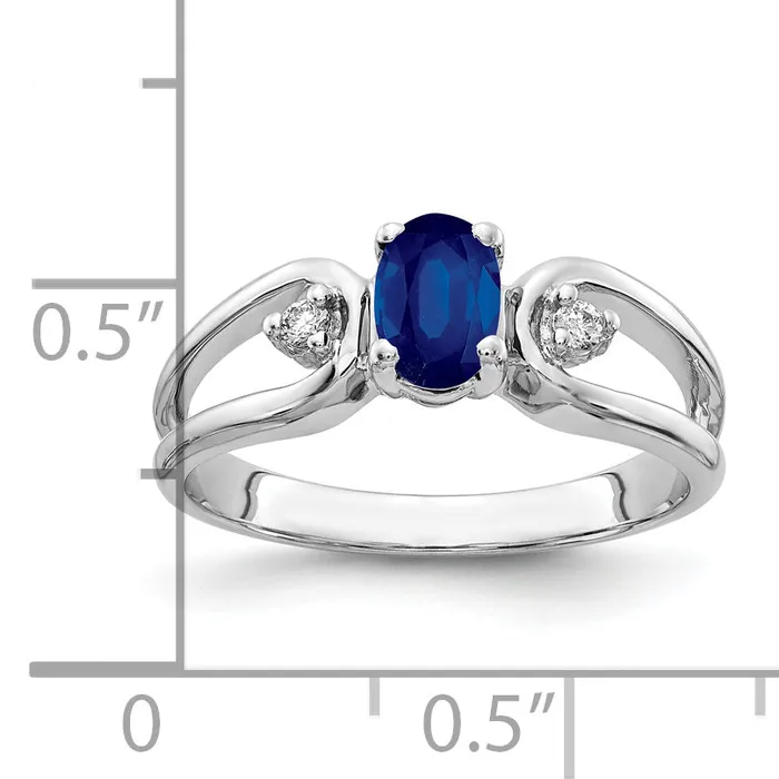 Rings Goldia Solid 14k White Gold 6x4mm Oval Simulated Sapphire AAA CZ Ring