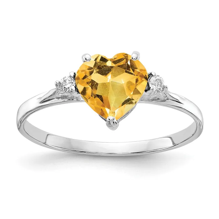 Rings Goldia Solid 14k White Gold 7mm Heart Simulated Citrine A CZ Ring