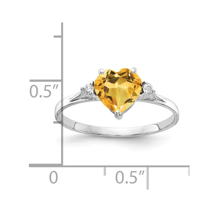 Rings Goldia Solid 14k White Gold 7mm Heart Simulated Citrine A CZ Ring