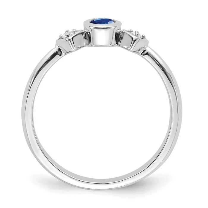 Rings Goldia Solid 14k White Gold Oval Bezel Simulated Sapphire and CZ Ring