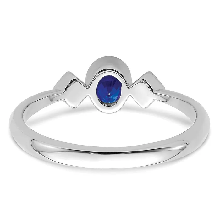 Rings Goldia Solid 14k White Gold Oval Bezel Simulated Sapphire and CZ Ring