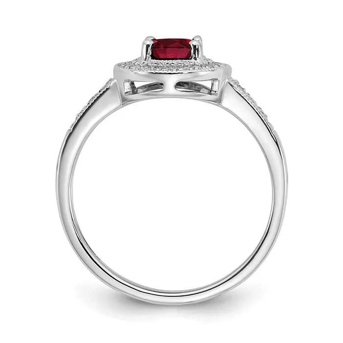Rings Goldia Solid 14k White Gold Oval Created Simulated Ruby and CZ Halo Ring