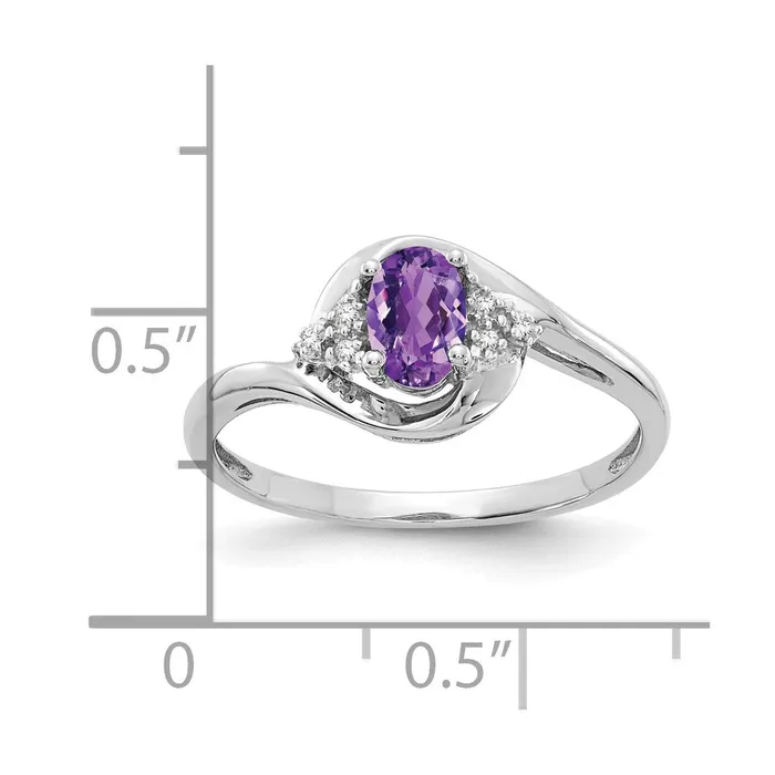 Rings Goldia Solid 14k White Gold Simulated Amethyst and CZ Ring
